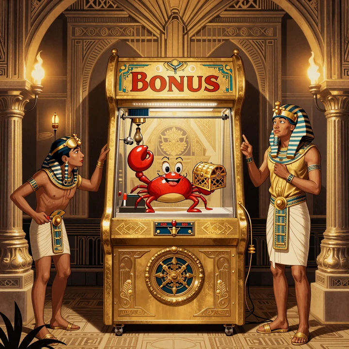 Bonus Crab Klauenmaschine mit Pharao Maskottchen auf 1920er Filmset Realz Casino