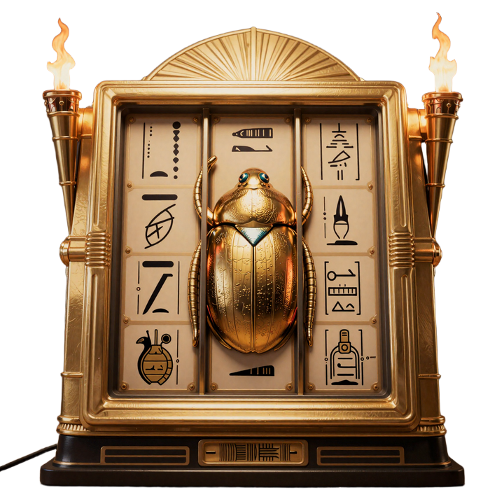 Goldener Skarab&auml;us Slot-Walze als 3D Maskottchen von Realz Casino